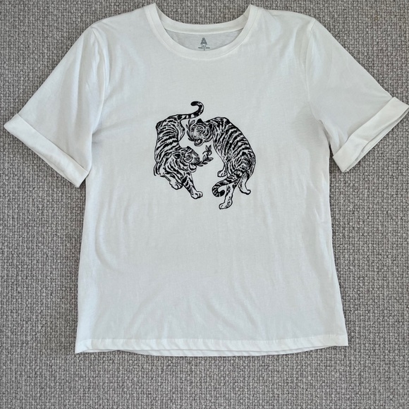 ABLE Gloria Graphic Tee - white/black tiger graphic, size S - Picture 7 of 9